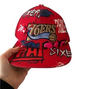 Mitchell and Ness snapback 76ers hat graffiti sticker retro excellent like new